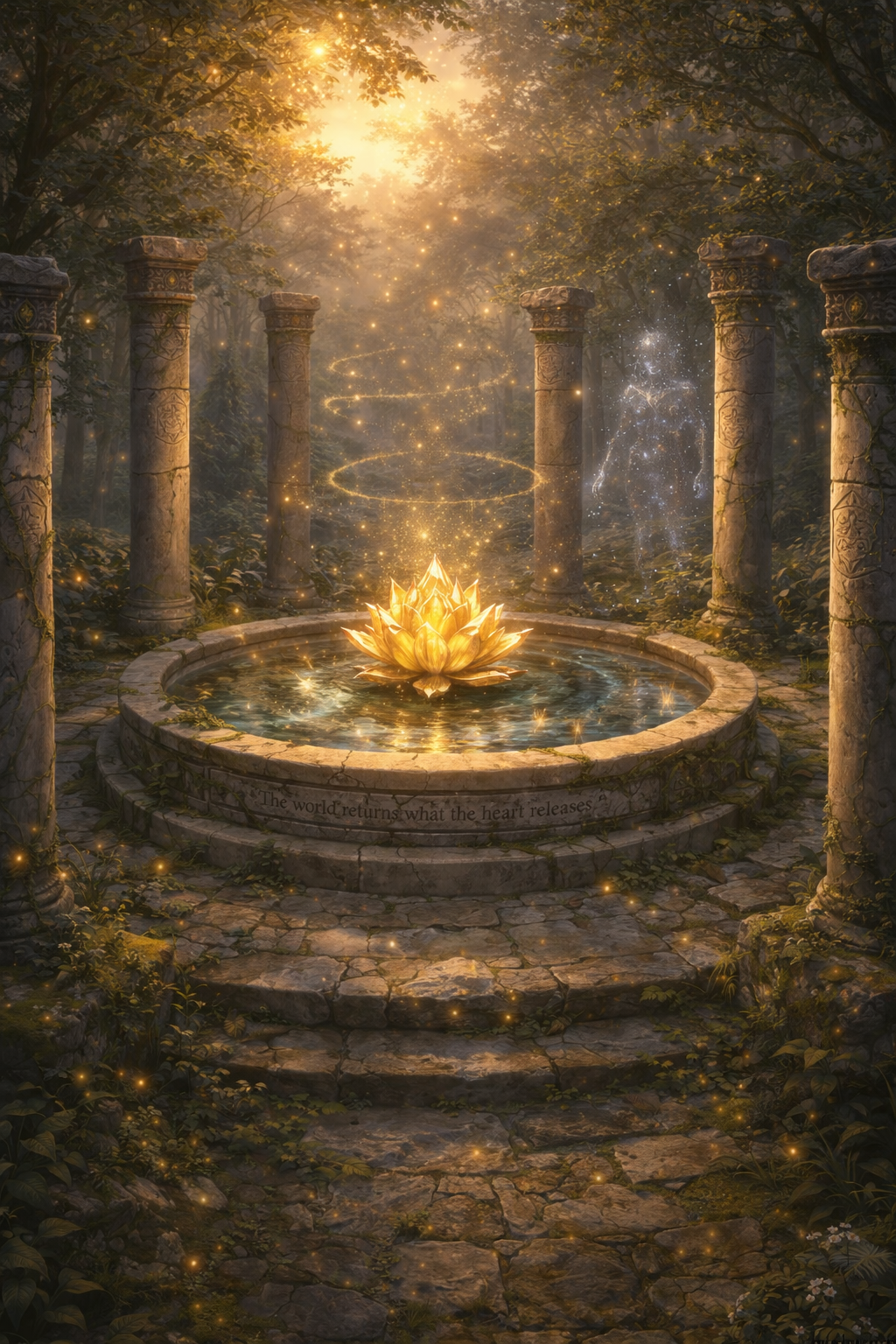 Pre-Sundering Shrine of the Ancients with stone pillars and central basin