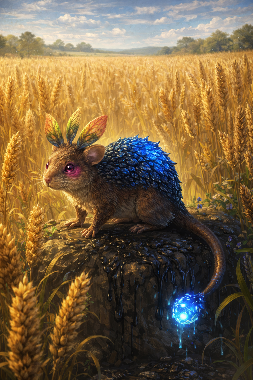 Armoured Blushing Bluerat in field habitat