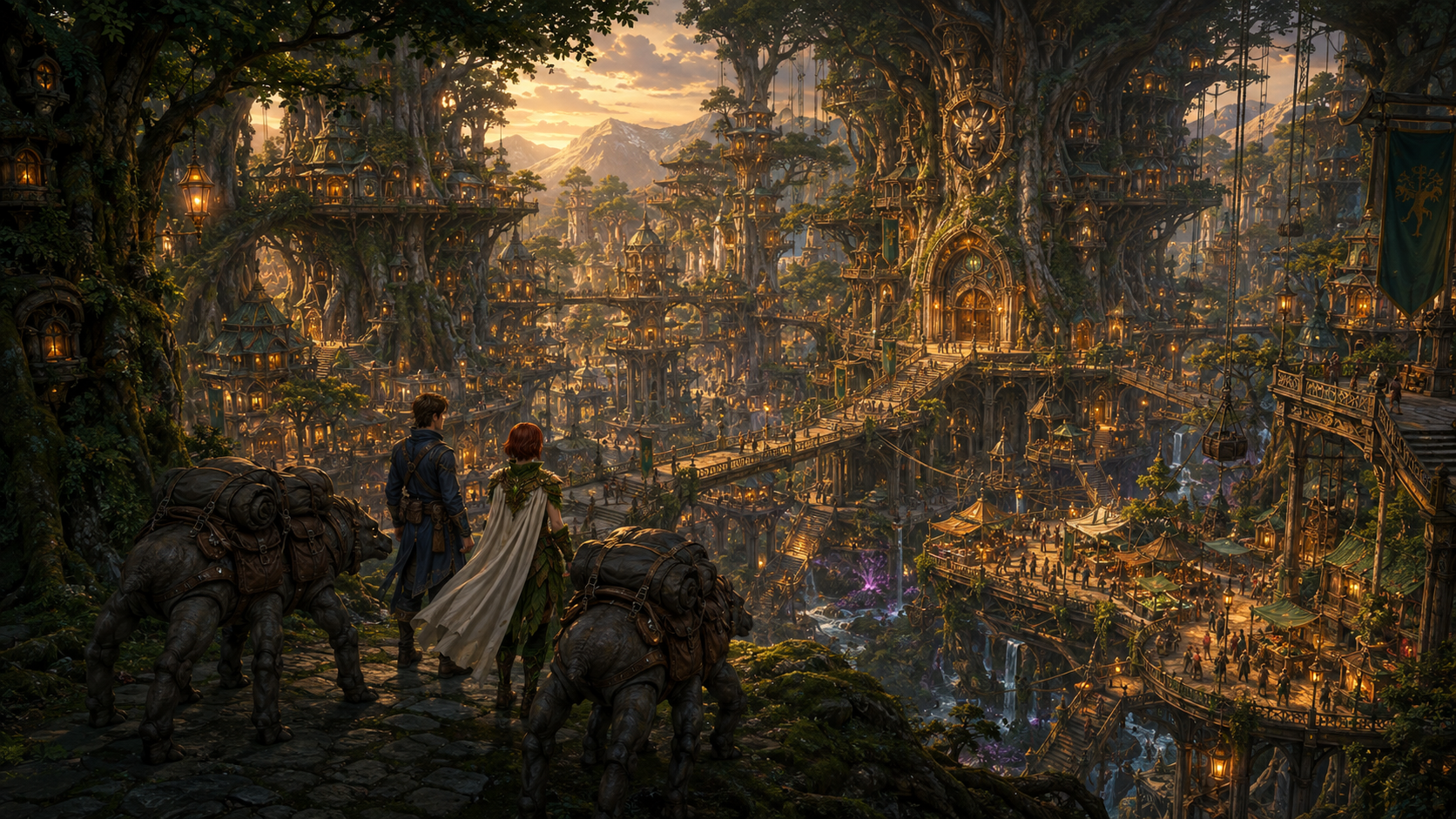 Blena and Kaelen overlooking Karvok in the seventh Heartwell Chronicle